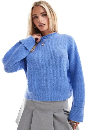ASOS ASOS DESIGN Petite funnel neck jumper in blue