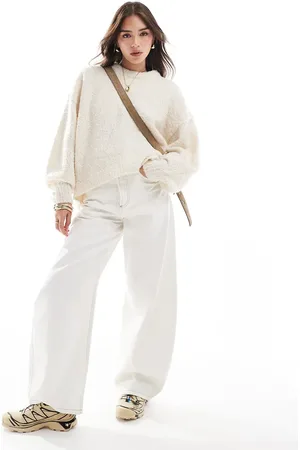 ASOS Boucle crew neck jumper in cream