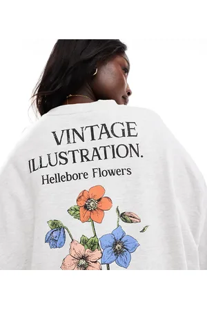 ASOS ASOS DESIGN Curve oversized sweatshirt with floral print in marl