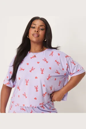 Urban Threads Curve co-ord oversized cropped tee with lobster heart print