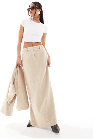 4th & Reckless Wool maxi skirt co-ord in beige