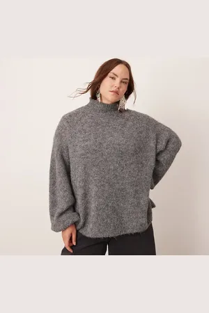 ASOS Curve knitted oversized high neck jumper in marl
