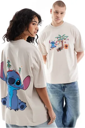 ASOS Disney Christmas oversized t-shirt with Stitch prints in