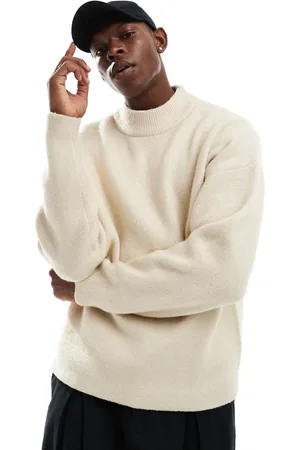 ADPT. Oversized crew neck jumper in cream