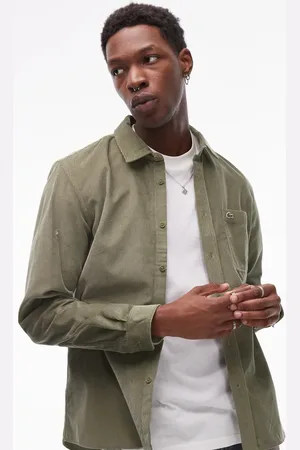 Lacoste Co-ord cord long sleeve shirt in khaki