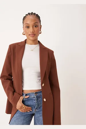 ASOS Tall moulded hip blazer in chocolate