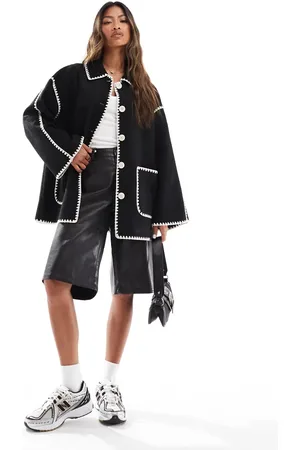 In The Style Longline contrast stitch jacket in