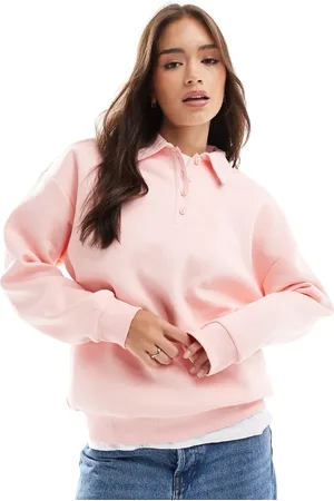 ASOS Henley detail sweatshirt in baby
