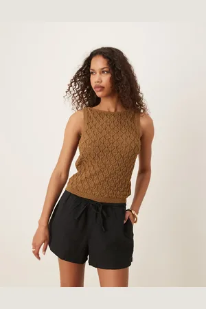 Gina Tricot Relaxed fit drawstring linen shorts in