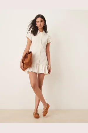 ASOS Drop waist shirt mini dress in cream
