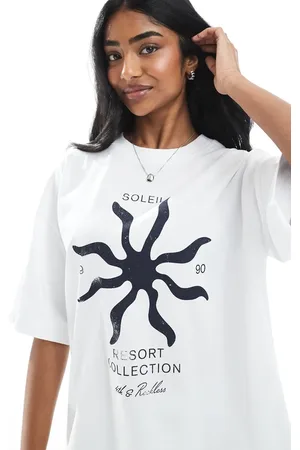 4th & Reckless Cotton washed soleil motif oversized t-shirt in white