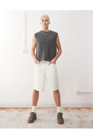 Vans Check-5 baggy denim shorts in off