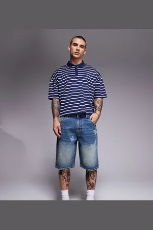 Good For Nothing Denim shorts with butterfly print in mid wash