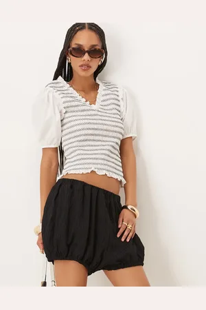 ASOS Textured stripe bloomer shorts in