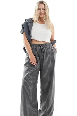 In The Style X Perrie Sian exclusive wide leg drawstring trouser in pinstripe