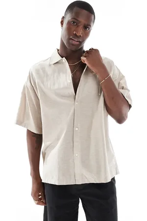 JACK & JONES Oversized linen shirt in beige
