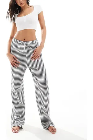 4th & Reckless Cotton wide leg casual jersey trouser in blue stripe