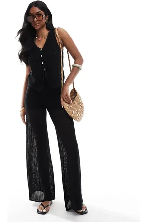 Pull&Bear Crochet knitted trouser co-ord in
