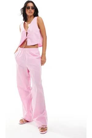 ONLY Wide leg boxer detail trousers co-ord in gingham