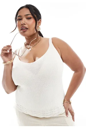 New Look New Look Curve knitted cami top in cream
