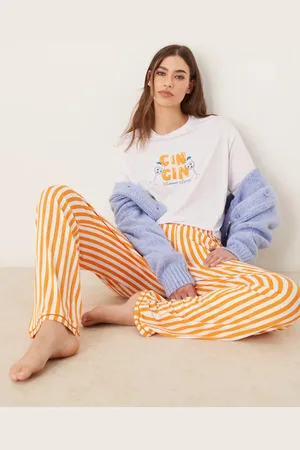 Urban Threads Co-ord trousers with orange stripe print