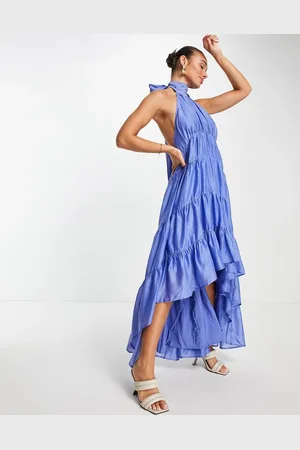 ASOS Halter tiered voile maxi dress with tie back in