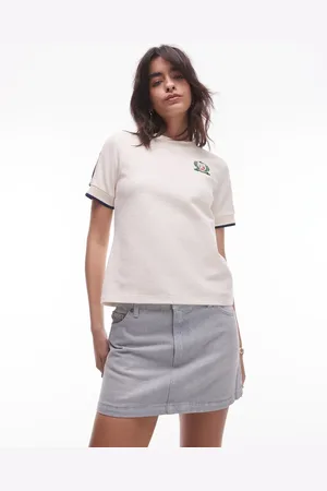 Lacoste Co-ord t-shirt in off with sleeve taping and tennis emblem