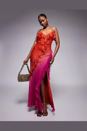 ASOS Chiffon ombre maxi dress in orange and pink