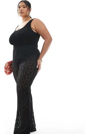 ONLY Lace flare trousers in black