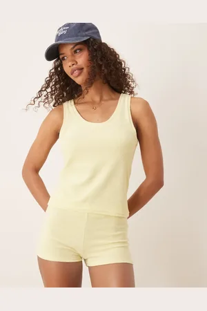 ASOS Towelling micro short co-ord in lemon