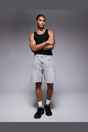 The Couture Club Denim carpenter shorts in washed