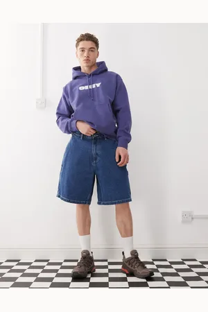 Obey Bigwig denim carpenter short in stone wash indigo
