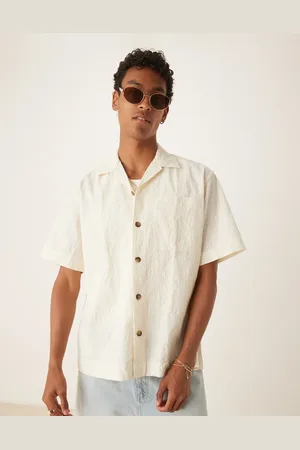 SELECTED Textured pattern shirt in cream