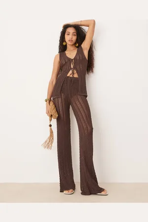 MANGO Crochet straight leg trousers co-ord in
