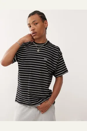 Obey Observe relaxed logo striped t-shirt in and white