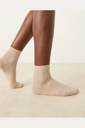 Sui Ava Sofie pointelle ankle socks in beige