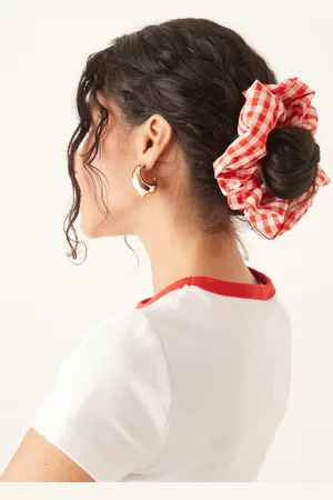 Sui Ava Large gingham hair scrunchie in