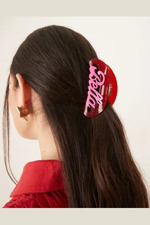 Sui Ava Ciao Bella slogan sparkle medium hair claw in red