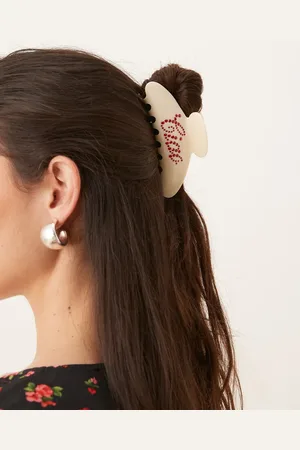 Sui Ava Ida Ciao Bella embellished large hair claw in cream