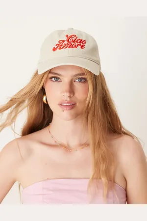 Sui Ava Everday Ciao Amore slogan cap in beige