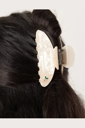 Sui Ava Ida fruit embellished medium hair claw in milk