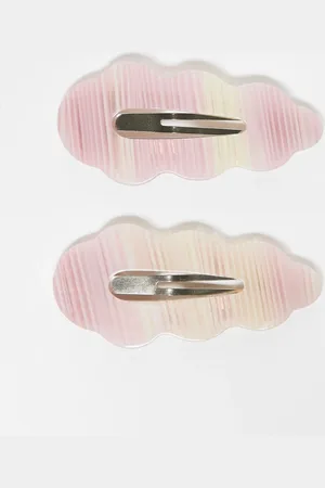 Sui Ava 2 pack Viola wavy buckle hair clips in pink