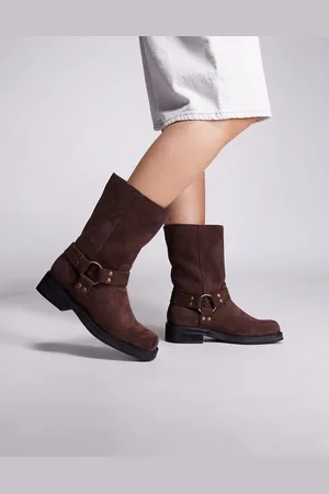 Public Desire Sienna biker boots in faux suede
