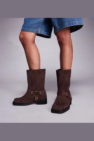 Public Desire Sienna biker boots in faux suede