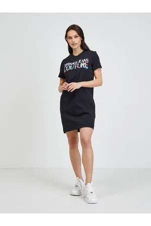 VERSACE Flower Embro Dresses Black