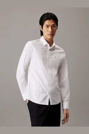 Calvin Klein Slim Poplin Stretch Shirt - - White - Men - XS