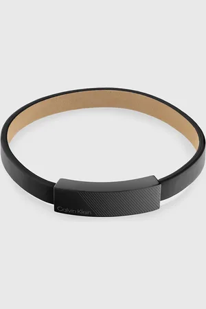 Calvin Klein Logo Plaque Leather Bracelet