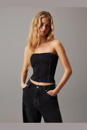 Calvin Klein Denim Strapless Bustier Top