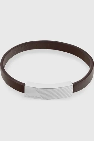 Calvin Klein Logo Plaque Leather Bracelet