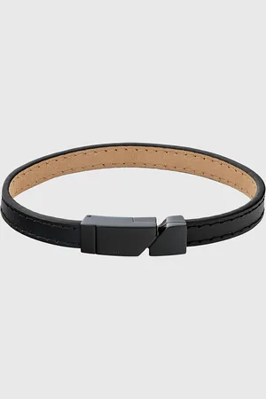 Calvin Klein Asymmetric Tag Leather Bracelet